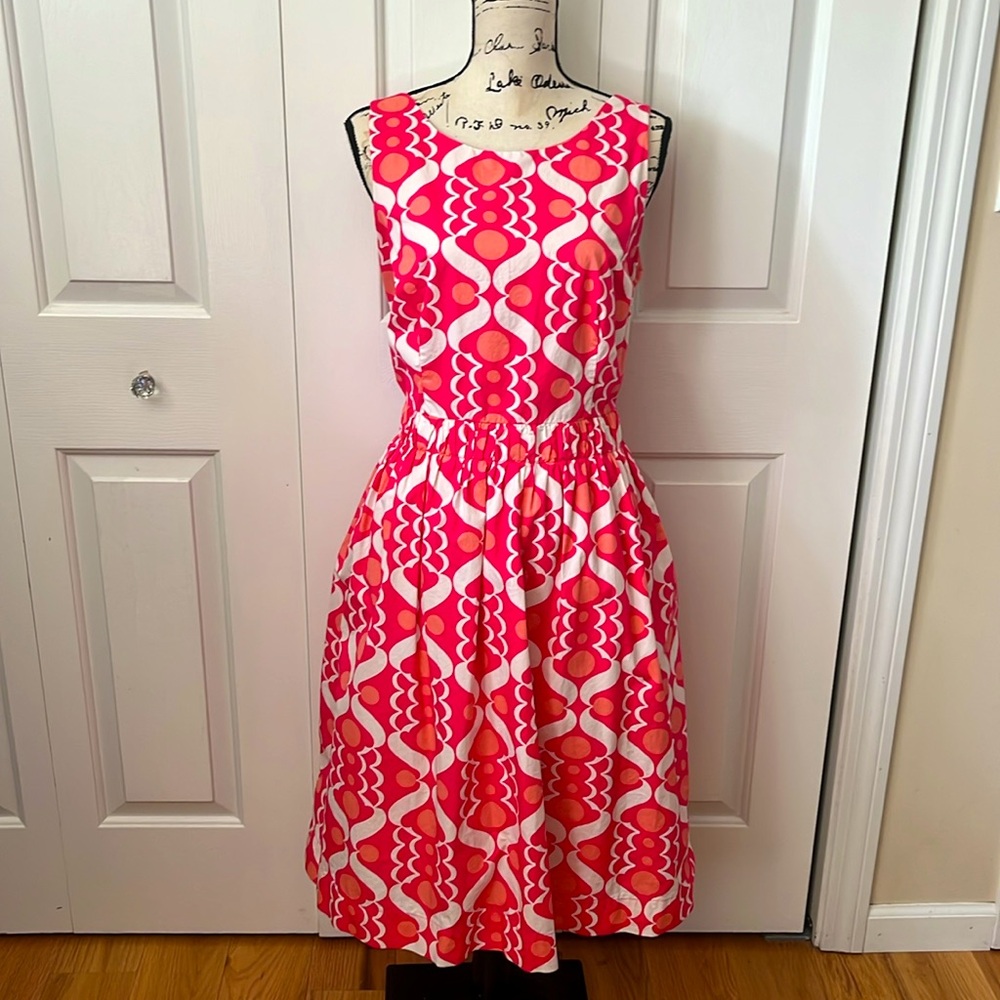 Boden Beatrice Pink White summer dress size 10 Tall - Picture 1 of 8